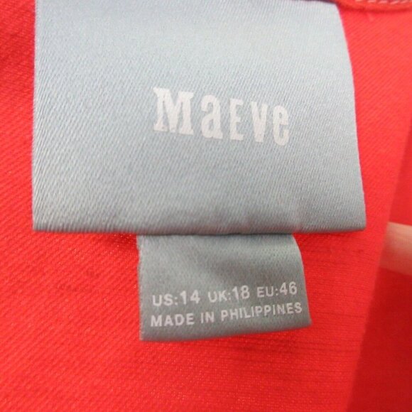 Anthropologie Maeve Bileu Dress 14 Orange Asymmetrical Cotton Flare Summer 286 - Picture 3 of 14